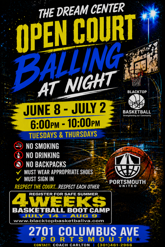OPEN COURT BALLING AT NIGHT flyer