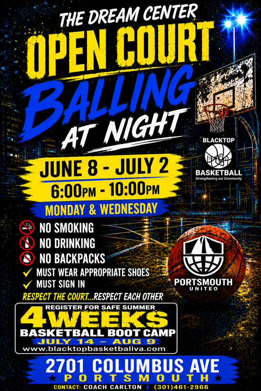 OPEN COURT BALLING AT NIGHT flyer