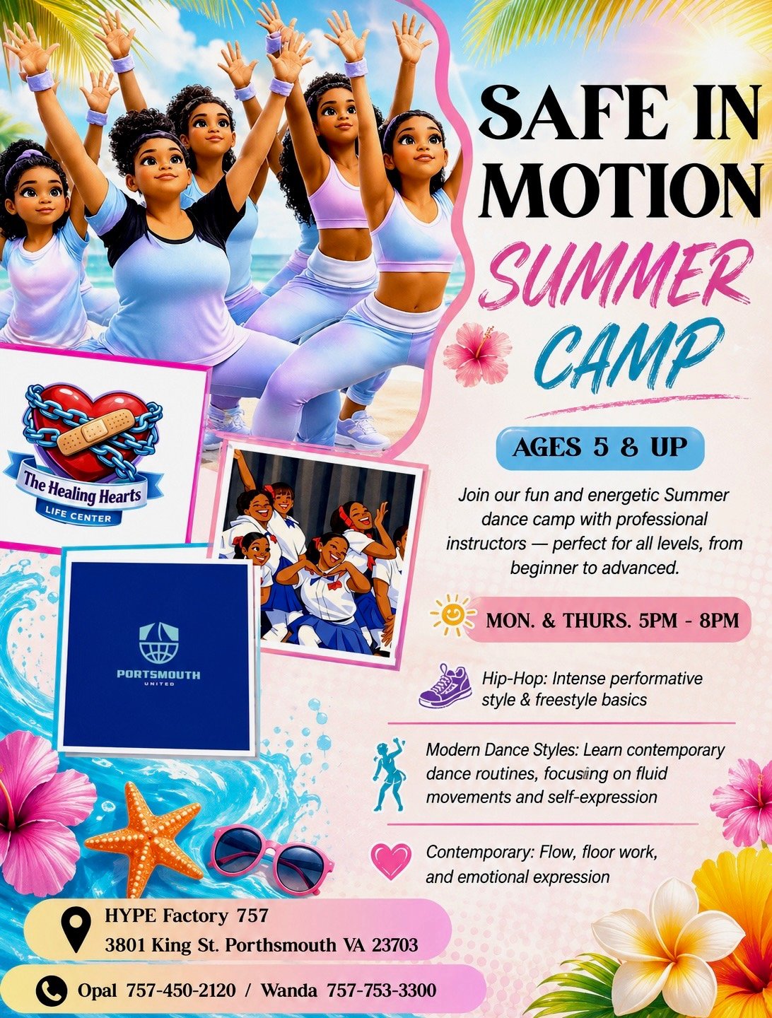 Safe In Motion Summer Dance Camp flyer