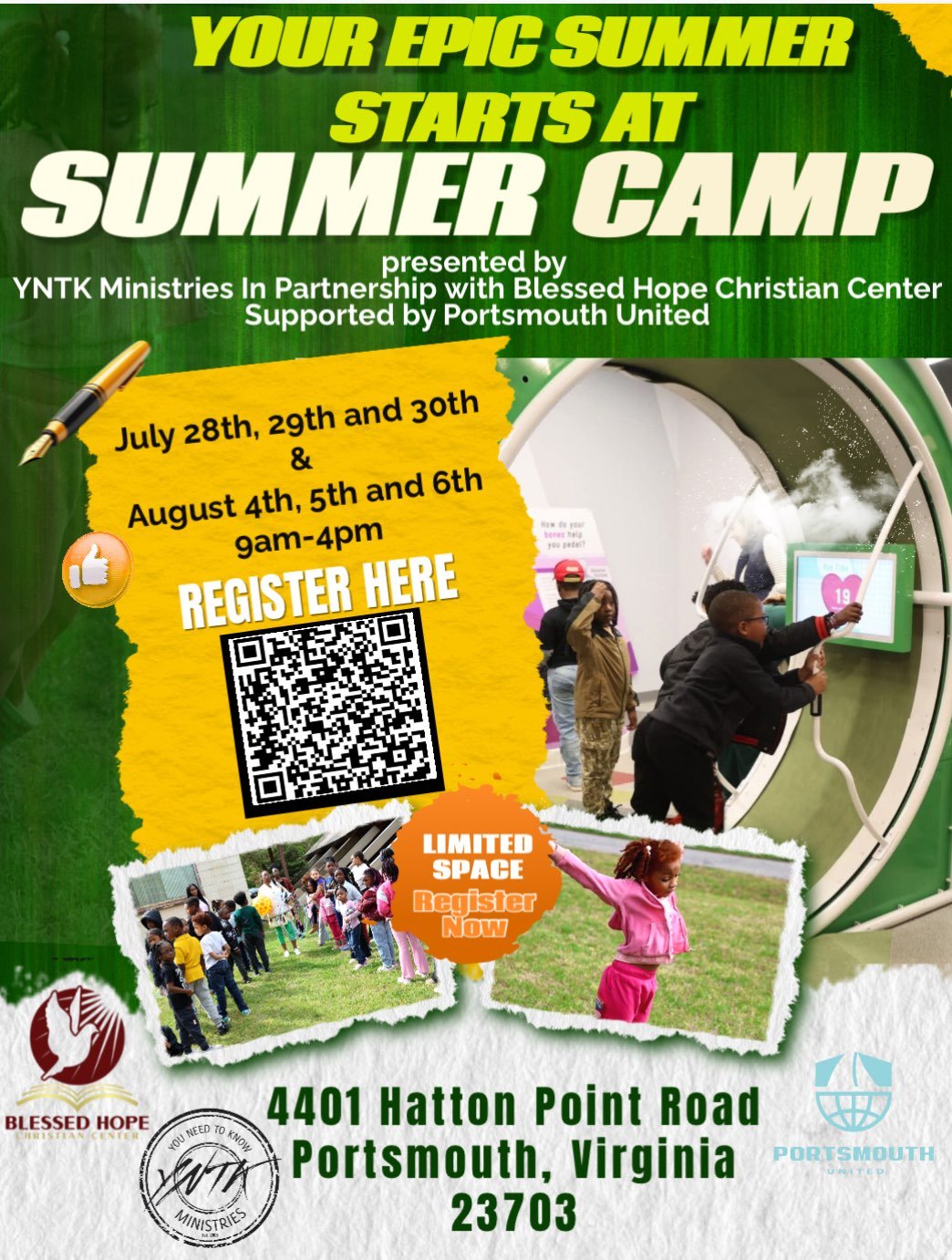 YNTK/BHCC Summer Enrichment Camp flyer